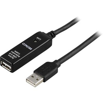 Deltaco USB 2.0 Aktiv forlænger 10m
