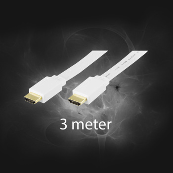 HDMI -> HDMI 3 M kabel (Flad model i hvid)