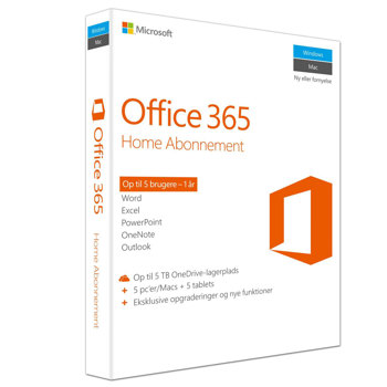 Office 365 Home (Word,Excel,Powerpoint,Outlook, Access) 1 år 5 enheder