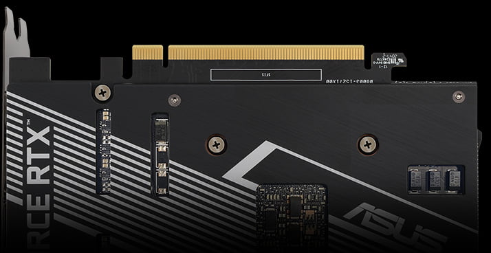 Bagplade på Asus GeForce RTX 3050 Dual grafikkort