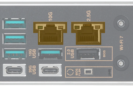 Markering af to Ethernet-porte på ProArt X870E-Creator WiFi