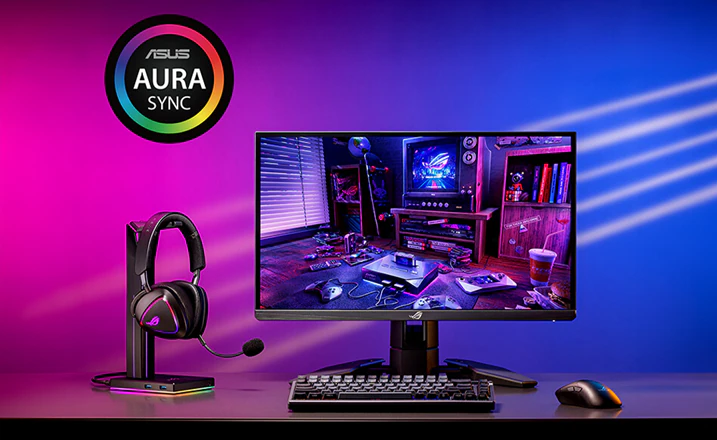 Gaming setup med Aura Sync RGB-lys