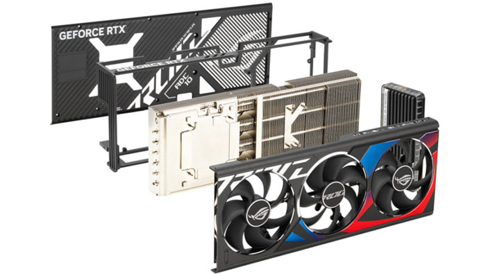 ASUS GeForce RTX 4090 ROG Strix grafikkort skildt ad