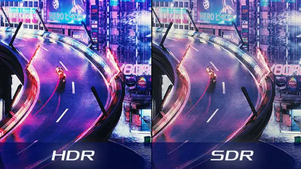 Illustration af forskel på HDR og SDR