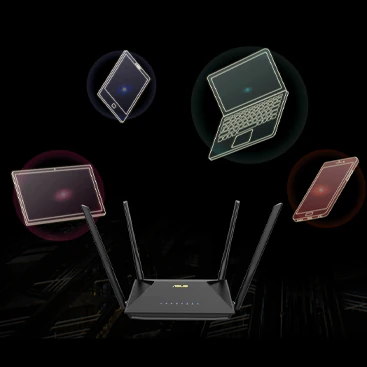 Illustration af enheder der modtager signal fra en router