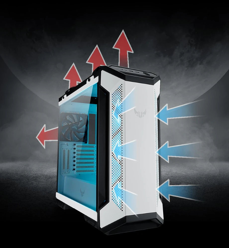 Luftstrøm i ASUS TUF Gaming GT501 kabinet