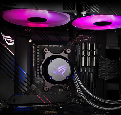 Asus ROG Strix LC II 360 ARGB vandkøler monteret i kabinet