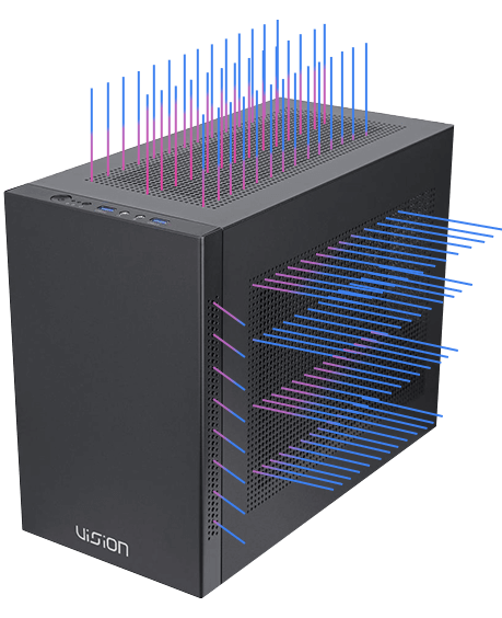 Luftgennemstrømning i Vision MCase Ultra kabinet