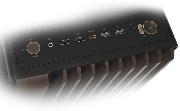 Frontpanel på Asus ProArt PA602 Wood Edition kabinet