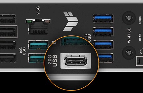 20Gbps USB Type-C port på bagsiden