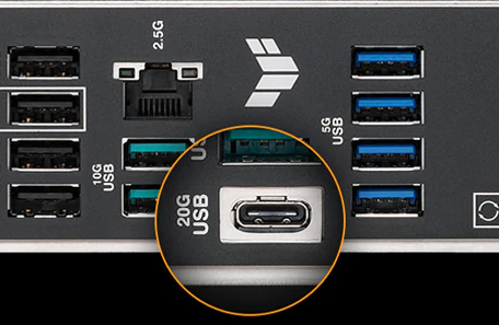 20Gbps USB Type-C port på bagsiden