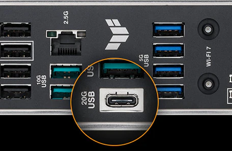 20Gbps USB Type-C port på bagsiden