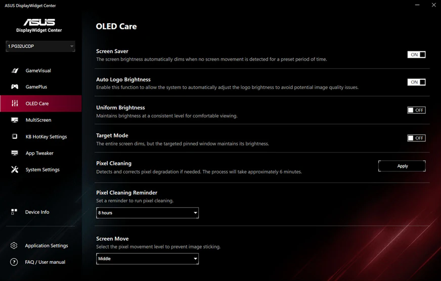 ASUS OLED Care software