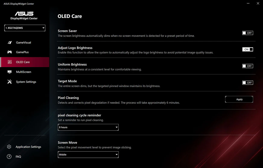 ASUS OLED Care software