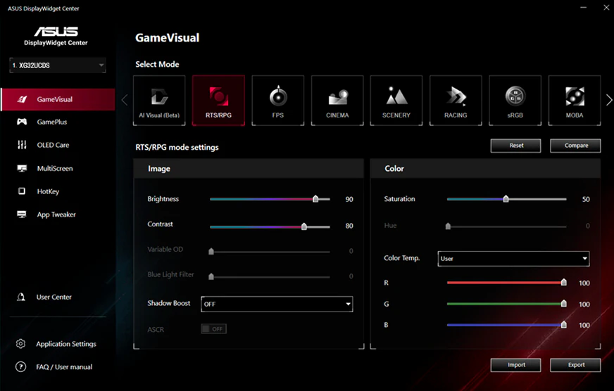 ASUS DisplayWidget Center software