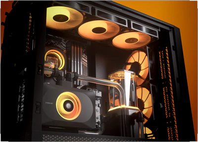 Computer med 2 360mm radiatorer installeret