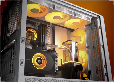 Computer med 2 360mm radiatorer installeret