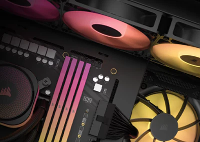 Kabinet med Corsair RS120 ARGB blæsere