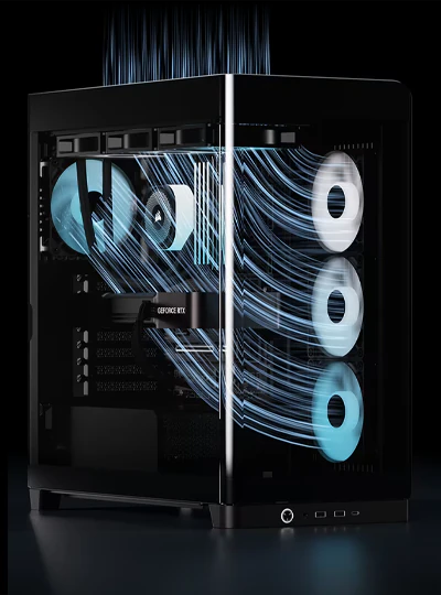 Illustration af airflow i Corsair 4500X RS-R ARGB kabinet