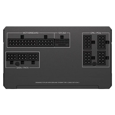 Bagside af Corsair RM750x strømforsyning